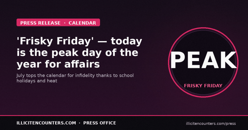 Frisky Friday Warning: Today (21st July) is the peak day of the year for&nbsp;affairs