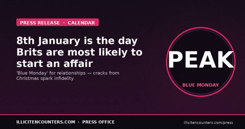 8th January is the day people are most likely to start having an&nbsp;affair
