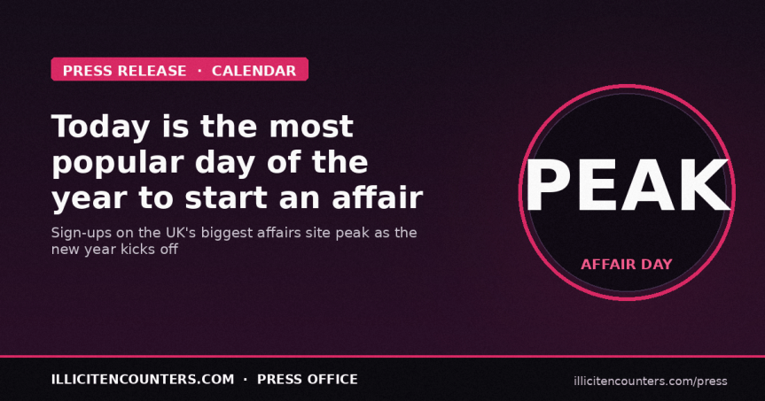 Today is the day that people are more likely to start having an affair than any other time of the&nbsp;year